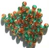 50 6mm Orange And Green Crackle Glass Beads
